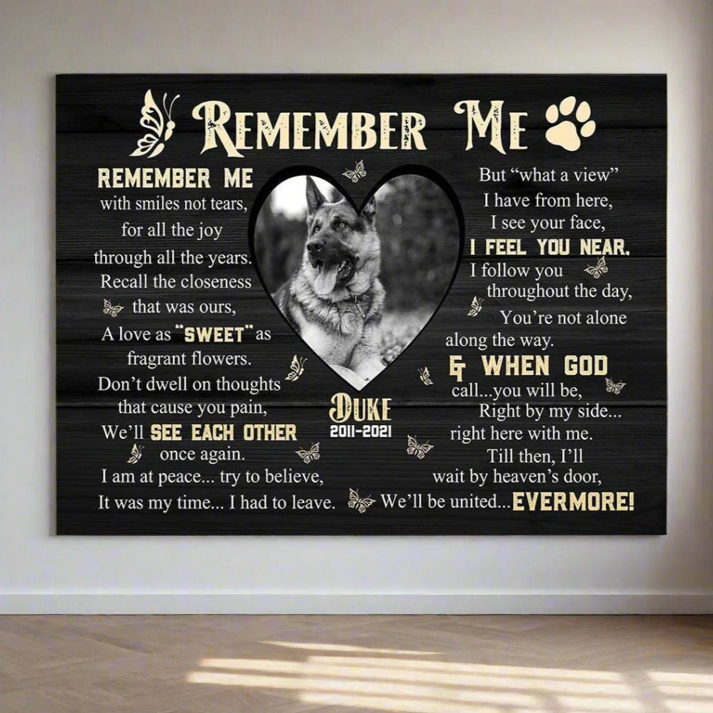 Remember Me Dog Poem | Custom Dog Memorial Canvas | Dog Memorial Gifts