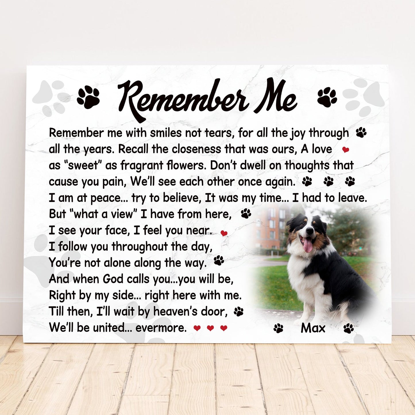 Remember Me Poem | Custom Dog Memorial Canvas | Dog Memorial Gifts