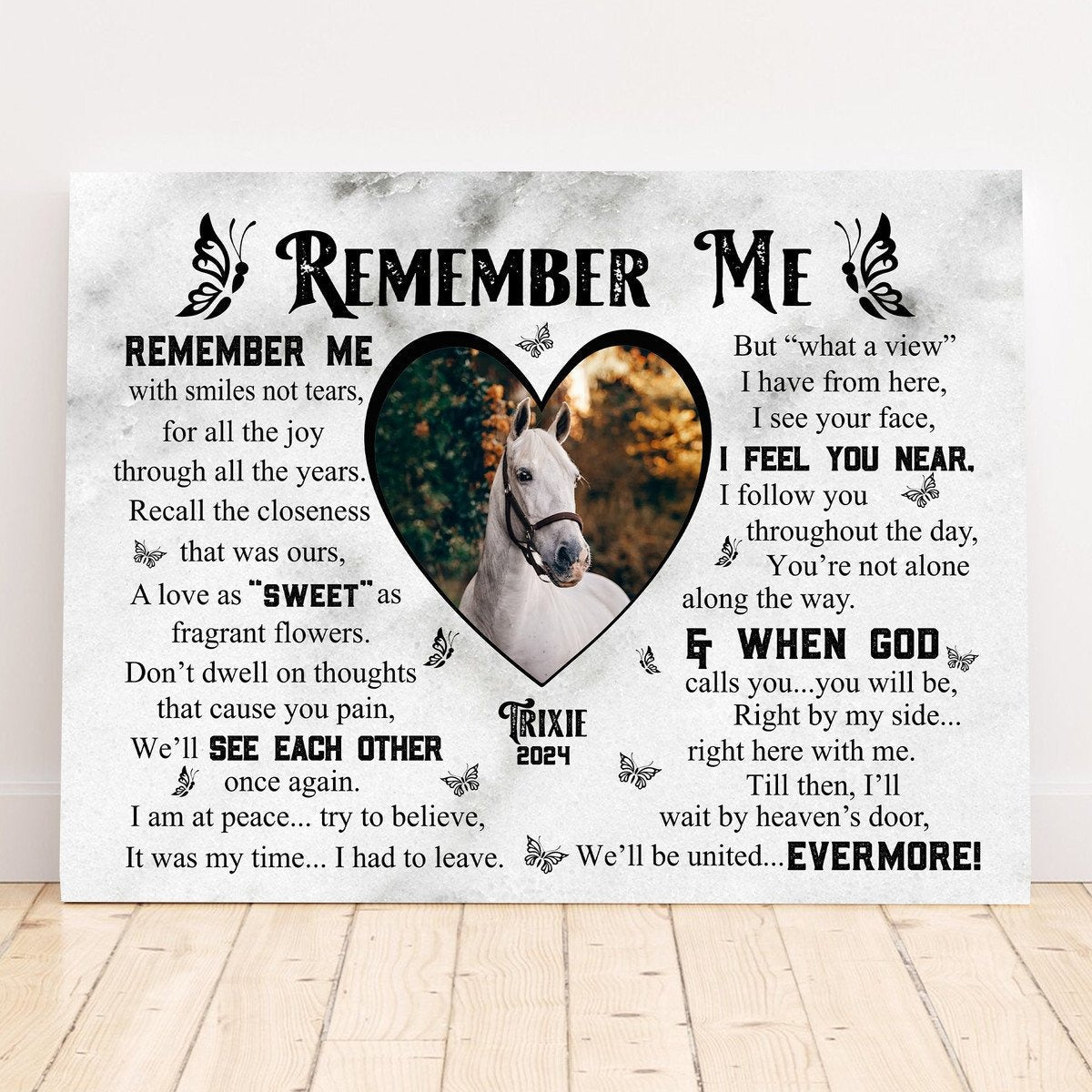 Remember Me Horse Poem | Custom Horse Memorial Canvas Print