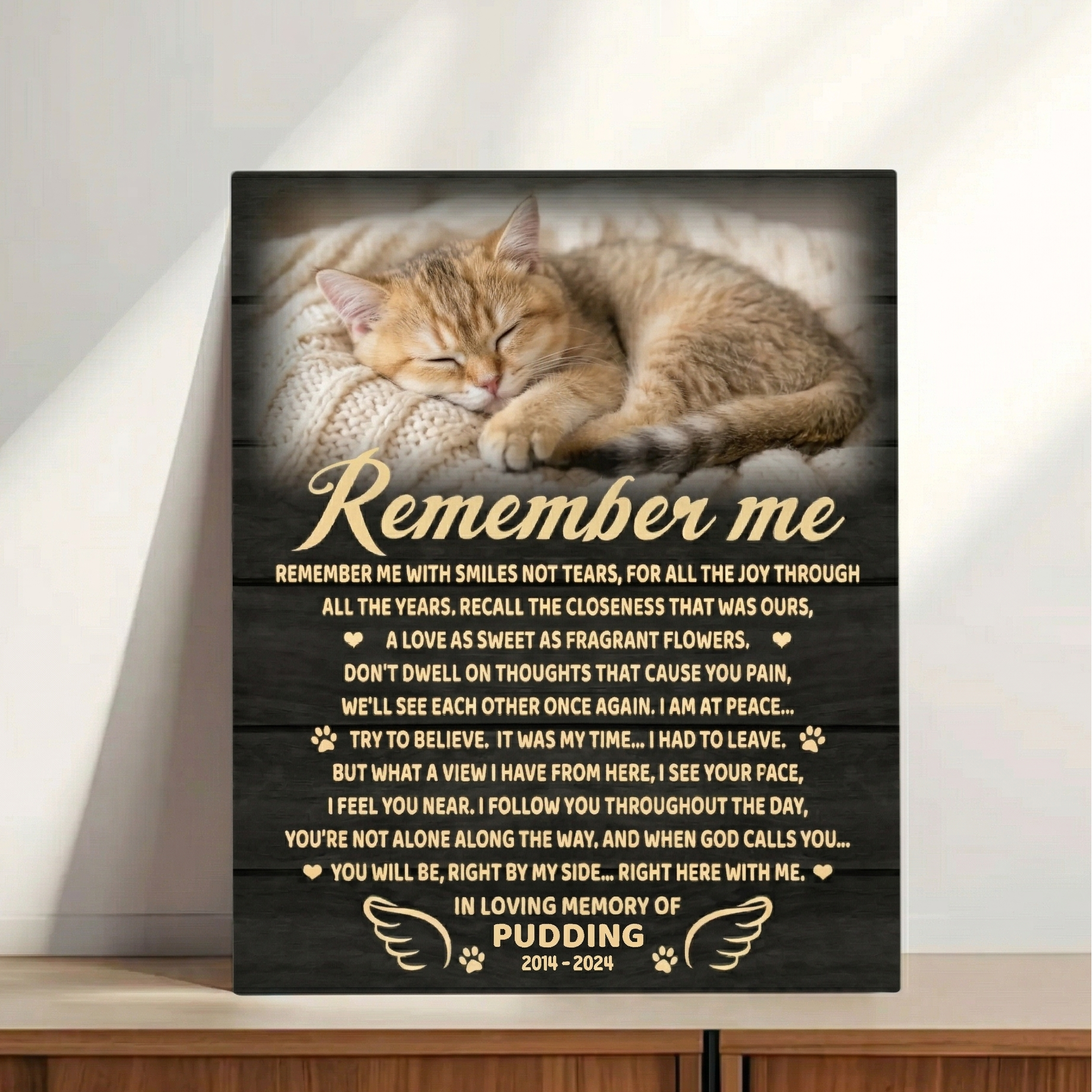 Remember Me Poem Cat Memorial Canvas Print