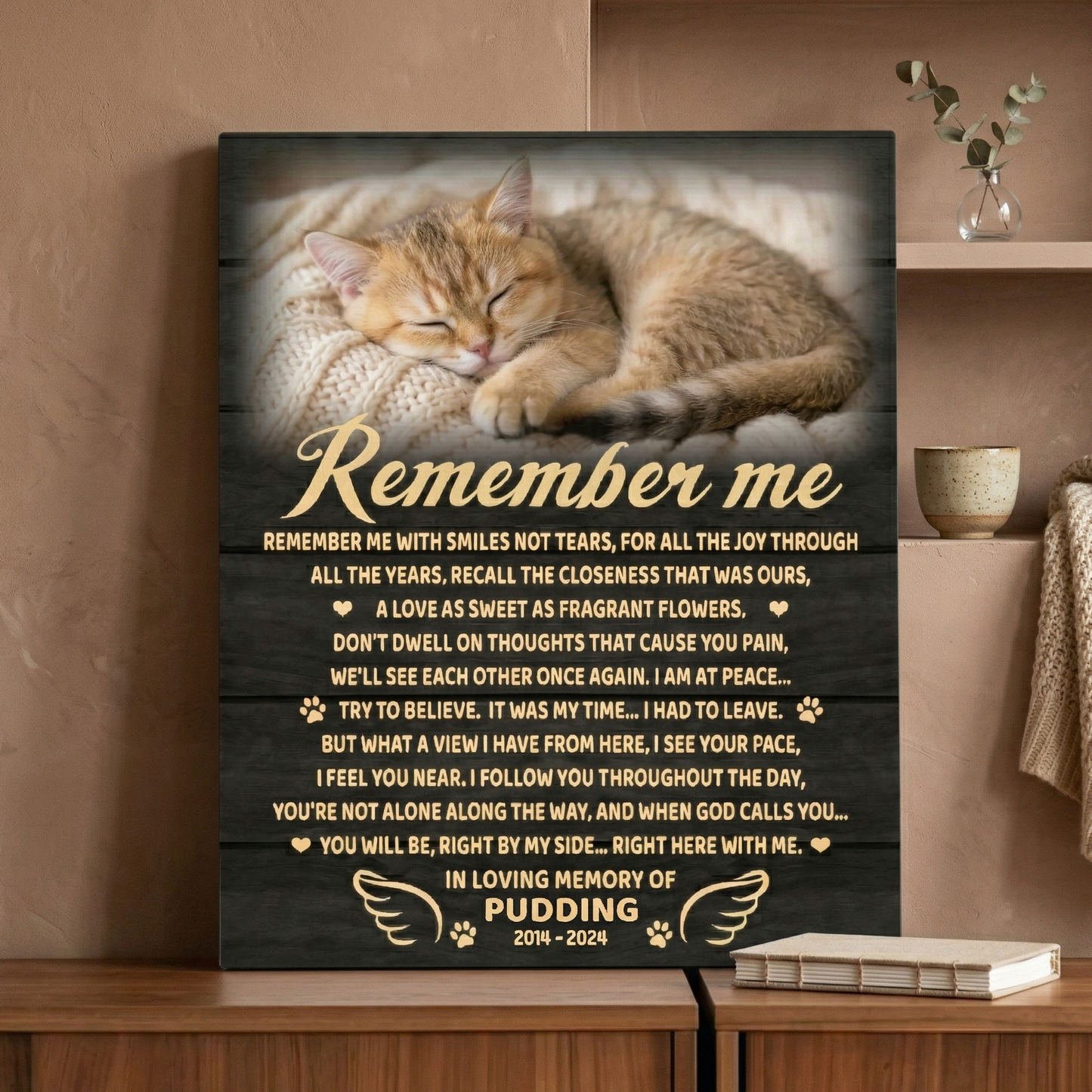 Remember Me Poem Cat Memorial Canvas Print 