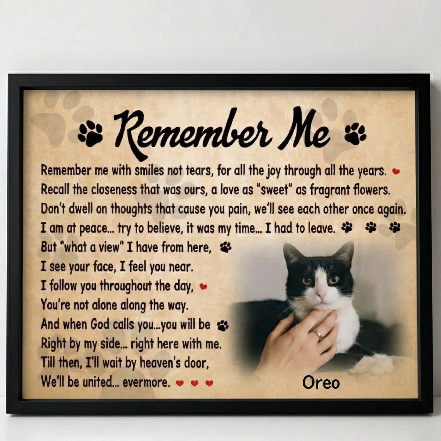 Cat Memorial Gifts | Custom Cat Memorial Canvas |  Remember Me Poem