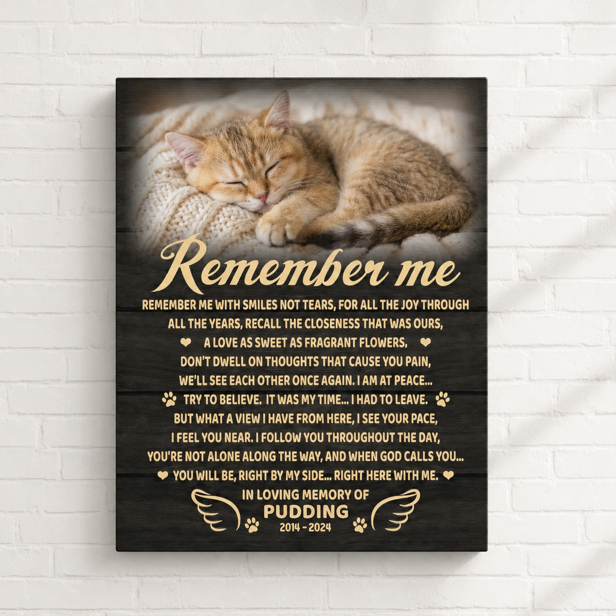 Remember Me Poem Cat Memorial Canvas Print