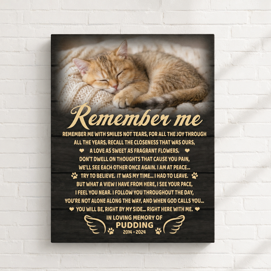 Remember Me Poem Cat Memorial Canvas Print