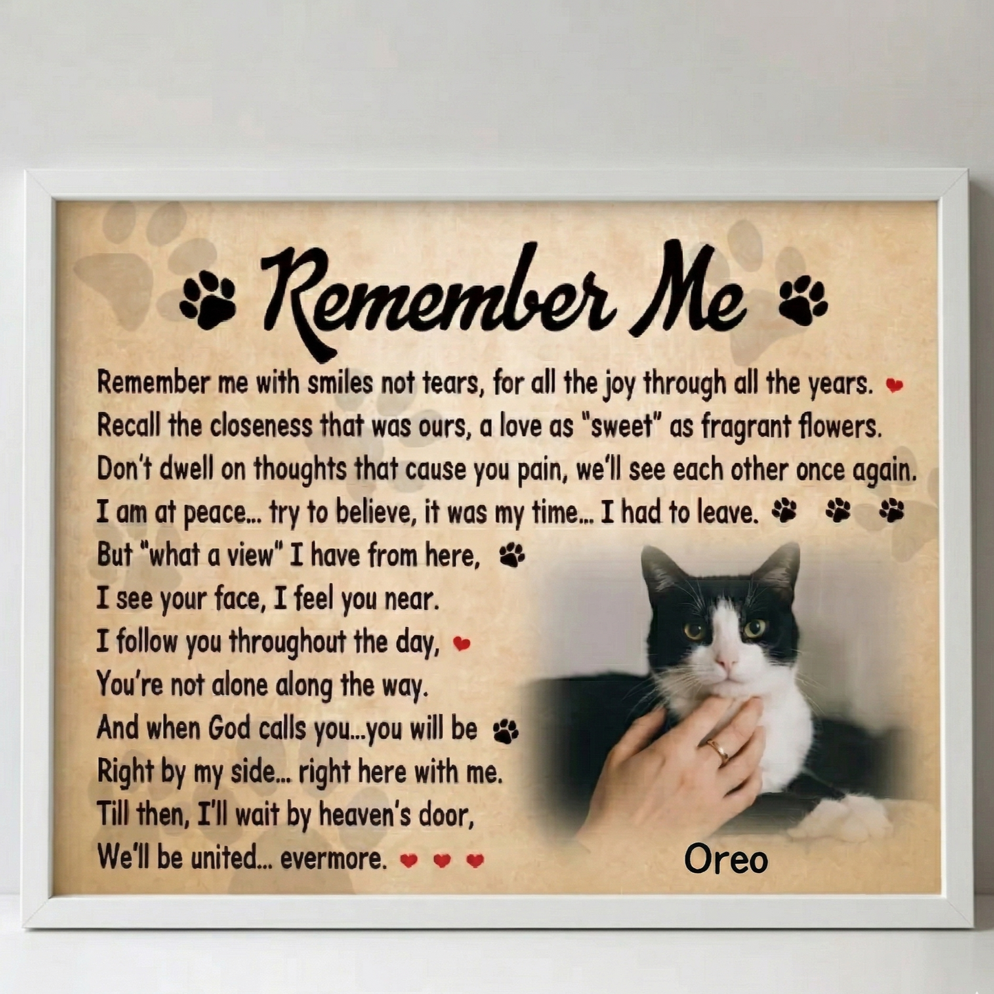 Cat Memorial Gifts | Custom Cat Memorial Canvas |  Remember Me Poem