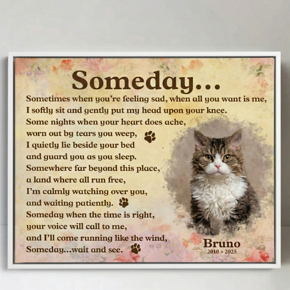 Someday Poem Cat Memorial Canvas