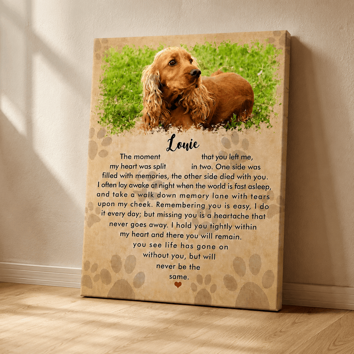 The Moment That You Left Me Dog Poem Custom Dog Memorial Canvas Print