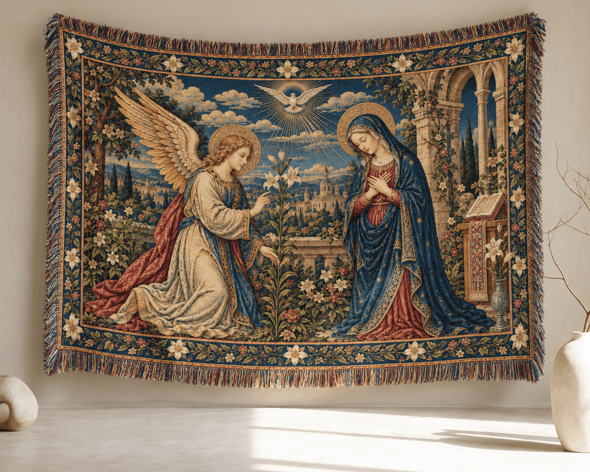 The Annunciation Botticelli Christian Tapestry | Virgin Mary Angel Tapestry