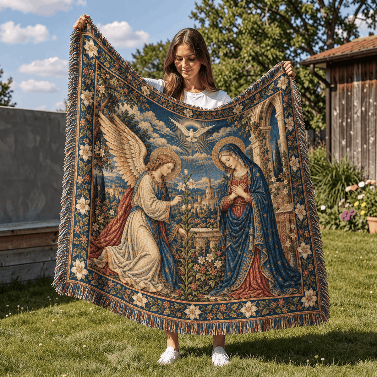 The Annunciation Botticelli Christian Tapestry | Virgin Mary Angel Tapestry