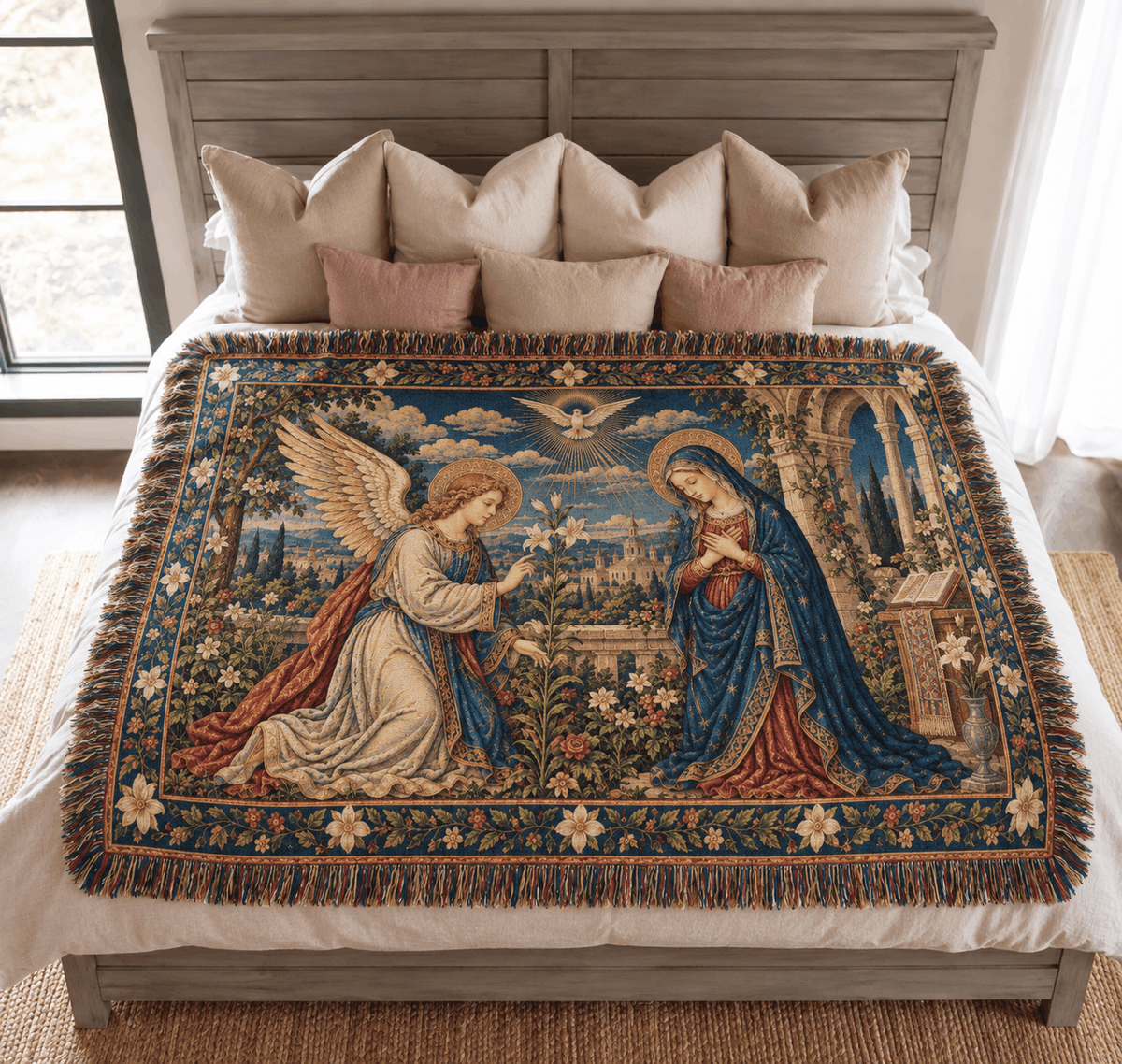 The Annunciation Botticelli Christian Tapestry | Virgin Mary Angel Tapestry