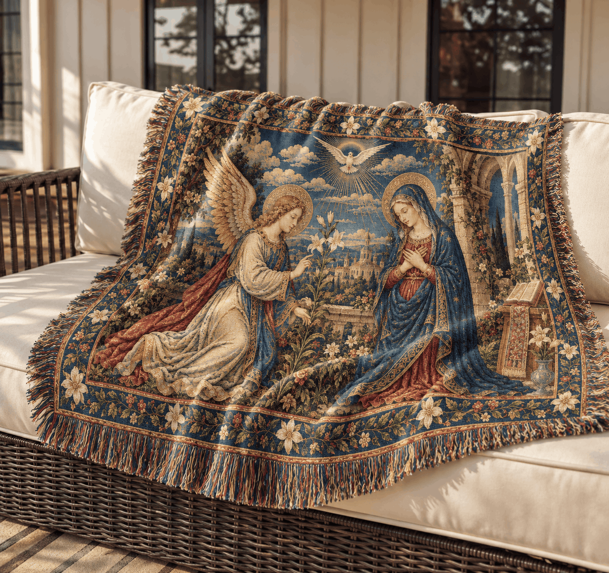 The Annunciation Botticelli Christian Tapestry | Virgin Mary Angel Tapestry