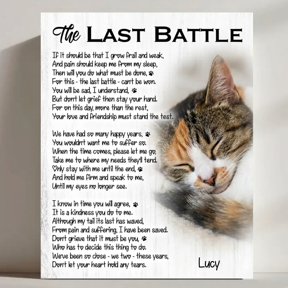 The Last Battle Poem Cat Memorial Canvas