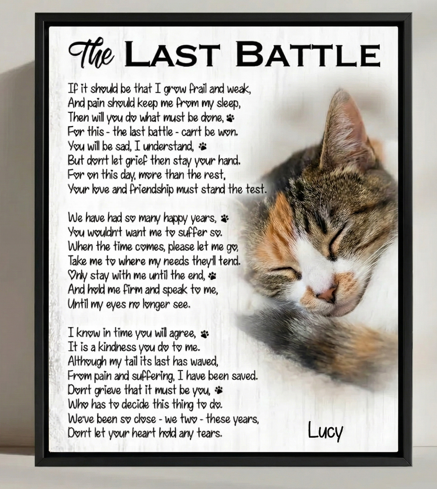 The Last Battle Cat Poem Custom Cat Memorial Canvas Print