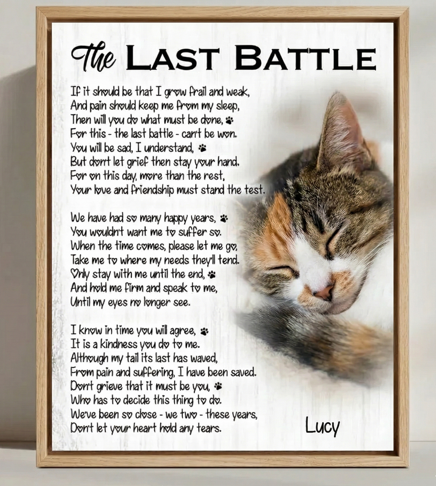 The Last Battle Cat Poem Custom Cat Memorial Canvas Print