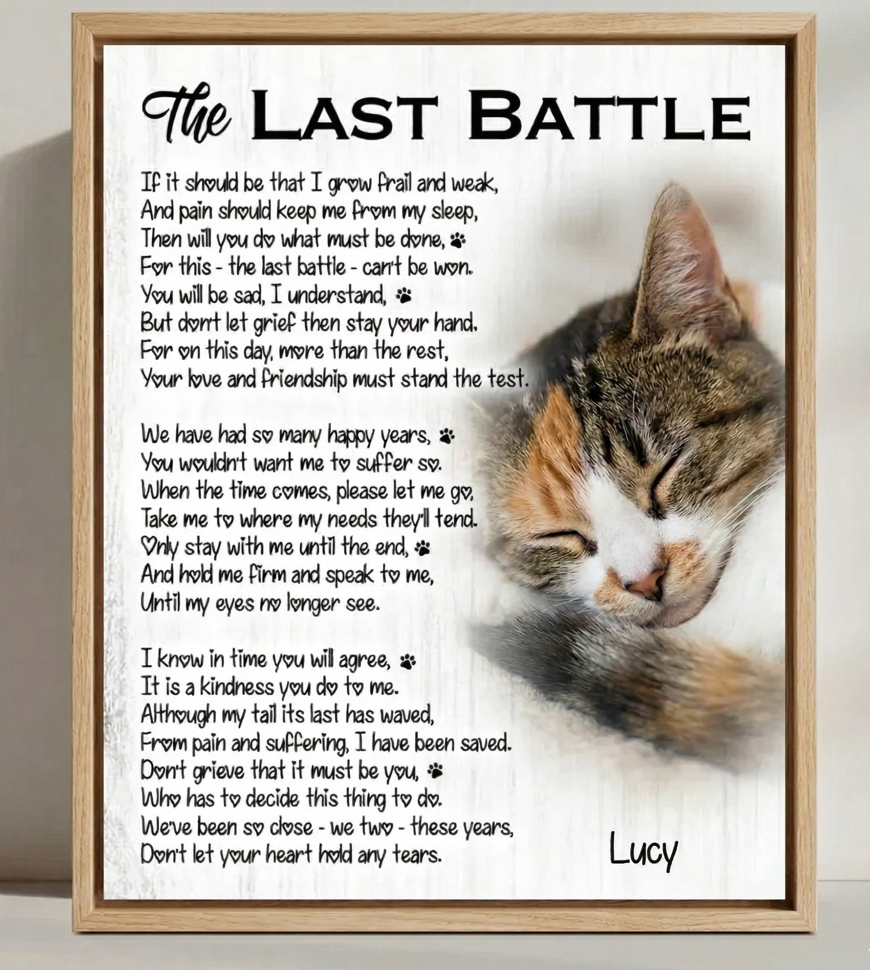 The Last Battle Cat Poem Custom Cat Memorial Canvas Print