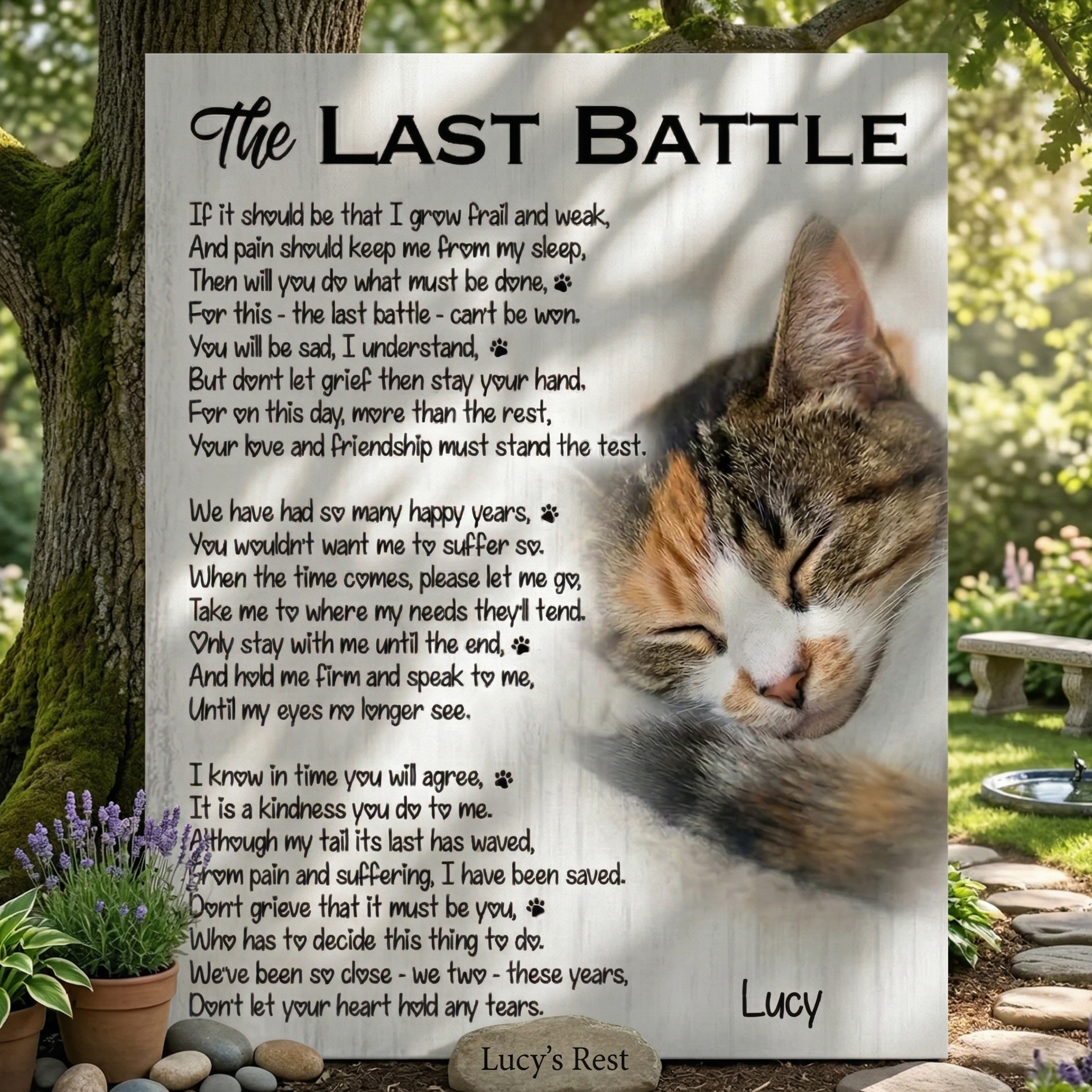 The Last Battle Cat Poem Custom Cat Memorial Canvas Print