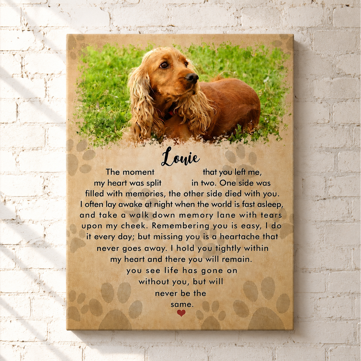The Moment That You Left Me Dog Poem Custom Dog Memorial Canvas Print