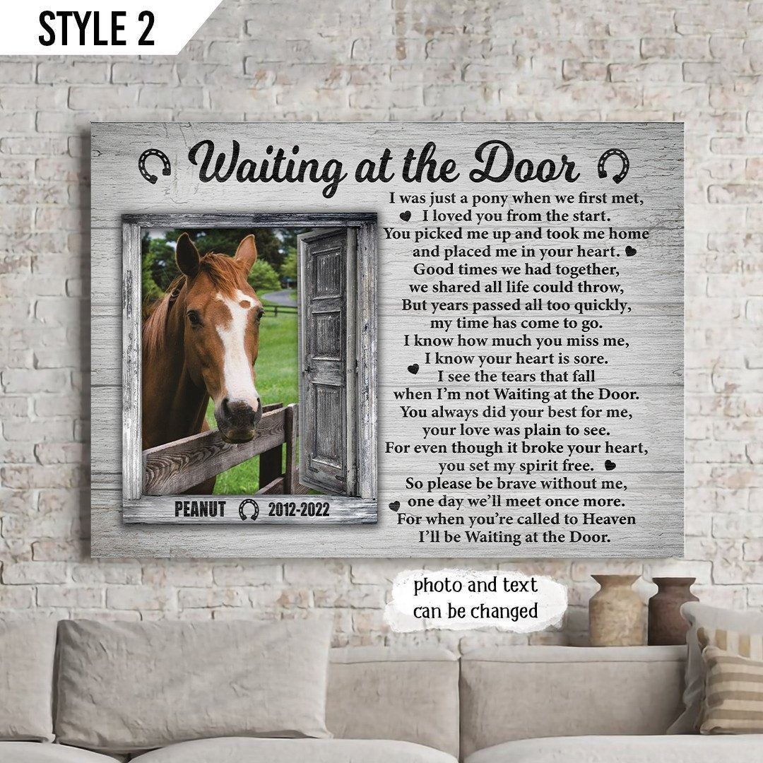 Waiting At The Door Horse Poem | Custom Horse Memorial Canvas Print