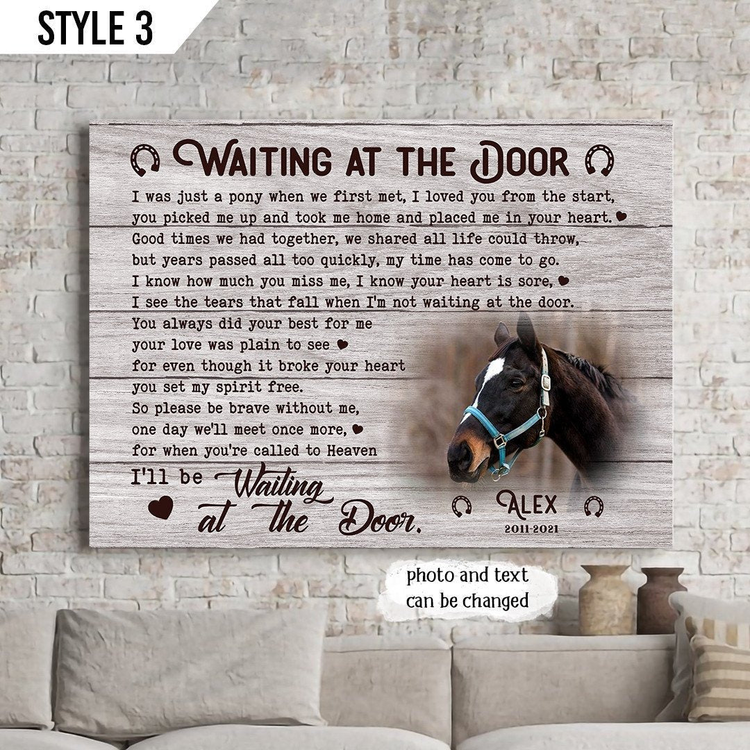 Waiting At The Door Horse Poem | Custom Horse Memorial Canvas Print