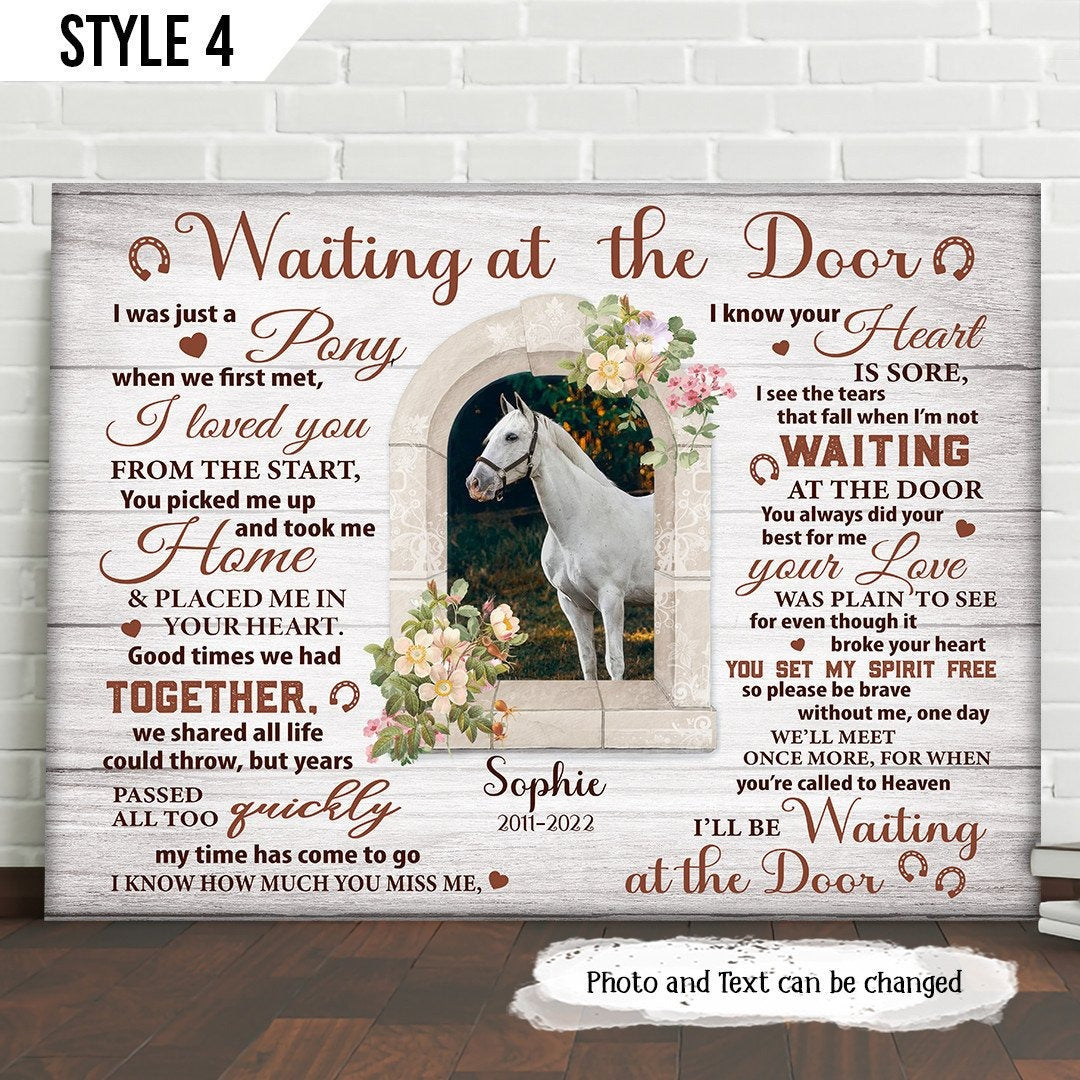 Waiting At The Door Horse Poem | Custom Horse Memorial Canvas Print