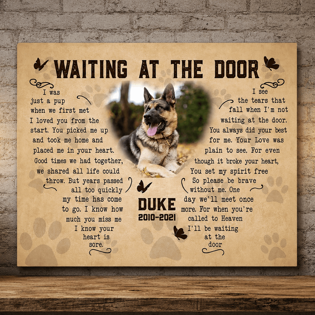 Waiting At The Door Dog Poem | Custom Dog Memorial Canvas Print