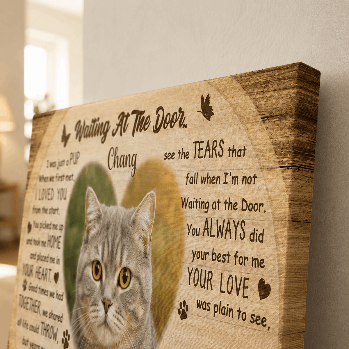 Waiting At The Door Poem Custom Cat Memorial Canvas