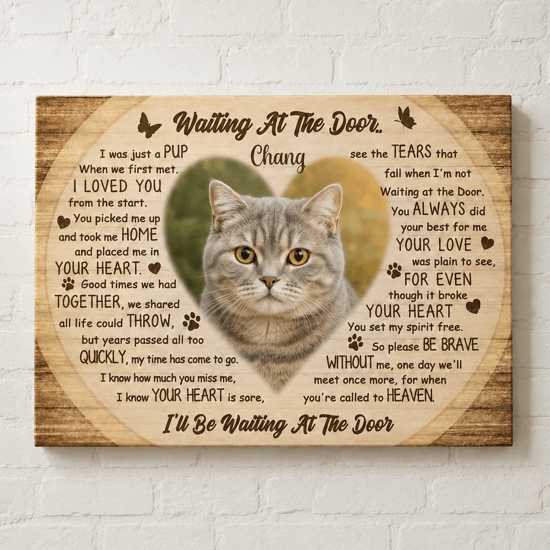Waiting At The Door Poem Custom Cat Memorial Canvas