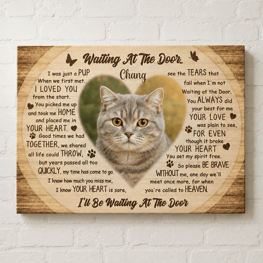 Waiting At The Door Poem Custom Cat Memorial Canvas