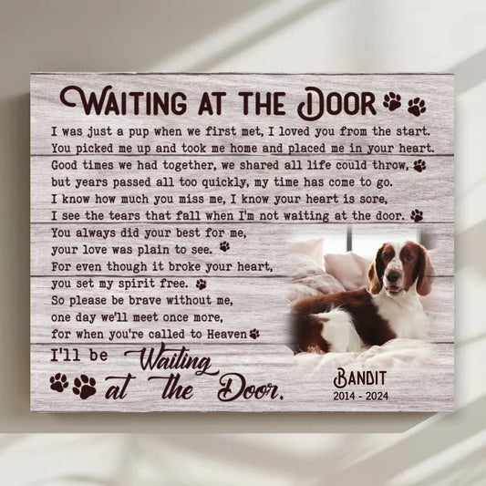 Waiting At The Door Poem | Custom Dog Memorial Canvas | Dog Memorial Gifts