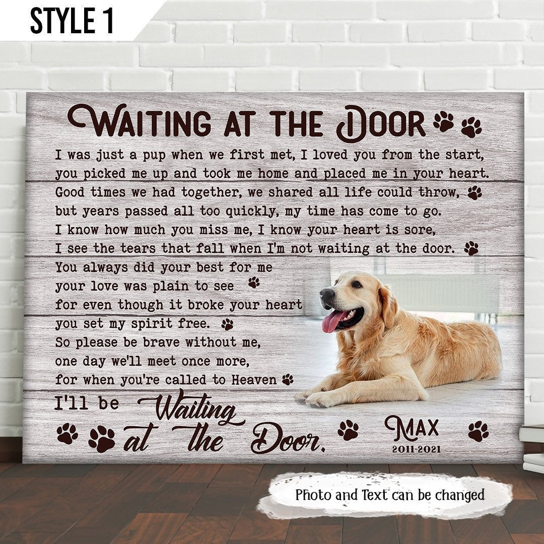 Waiting At The Door Dog Poem | Custom Dog Memorial Canvas | Dog Memorial Gifts