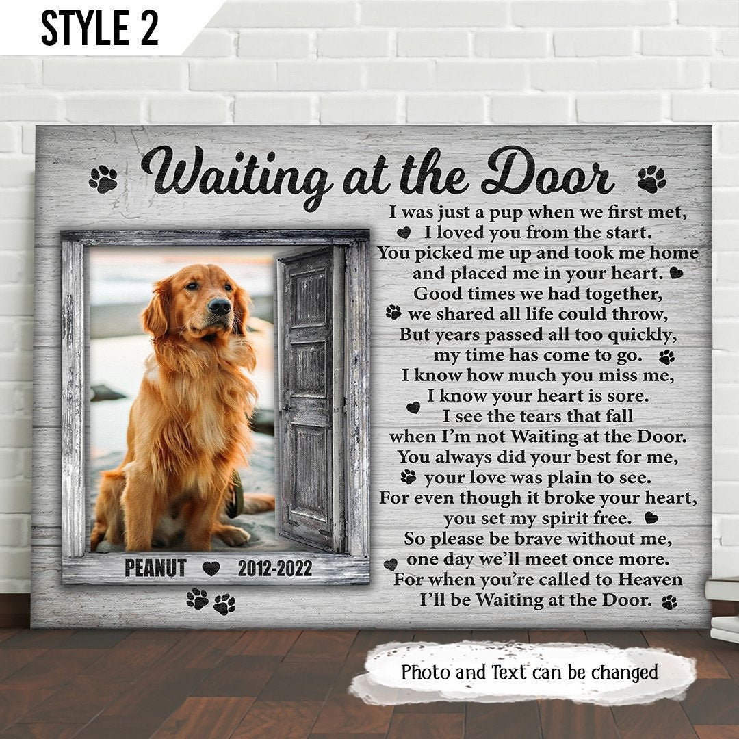 Waiting At The Door Dog Poem | Custom Dog Memorial Canvas | Dog Memorial Gifts