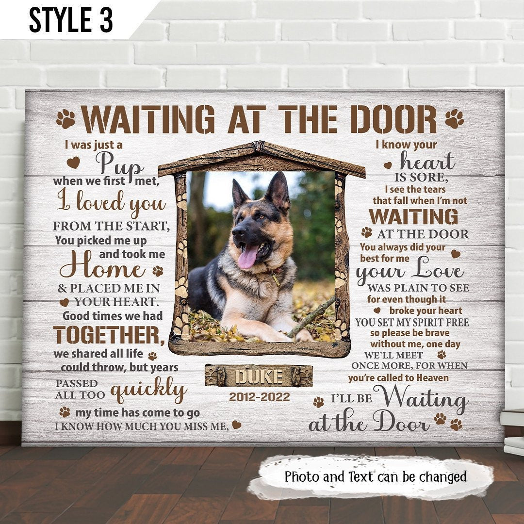 Waiting At The Door Dog Poem | Custom Dog Memorial Canvas | Dog Memorial Gifts