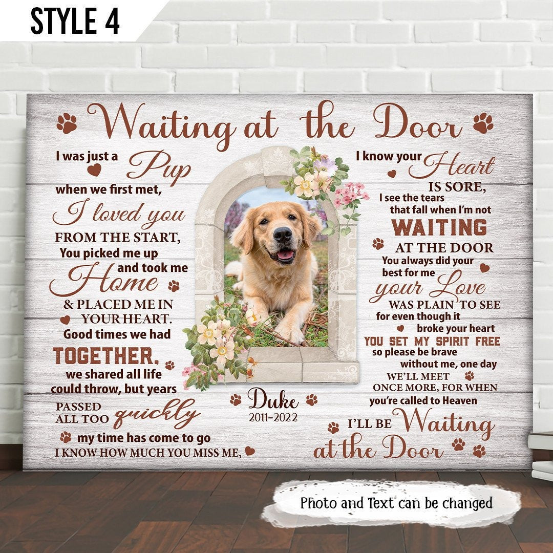 Waiting At The Door Dog Poem | Custom Dog Memorial Canvas | Dog Memorial Gifts