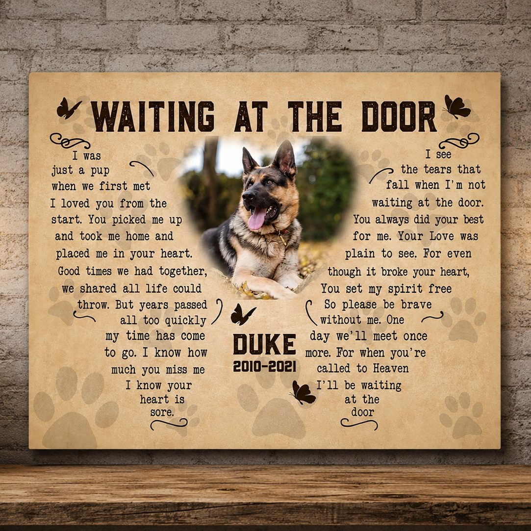 Waiting At The Door Dog Poem | Custom Dog Memorial Canvas Print