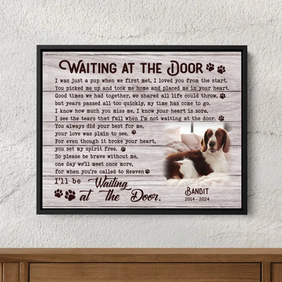Waiting At The Door Poem | Custom Dog Memorial Canvas | Dog Memorial Gifts