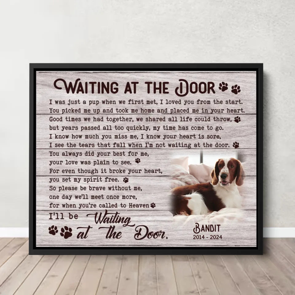 Waiting At The Door Poem | Custom Dog Memorial Canvas | Dog Memorial Gifts