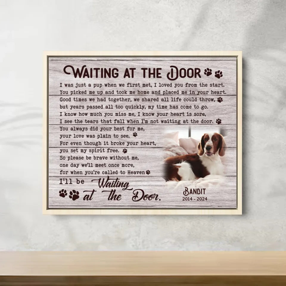 Waiting At The Door Poem | Custom Dog Memorial Canvas | Dog Memorial Gifts