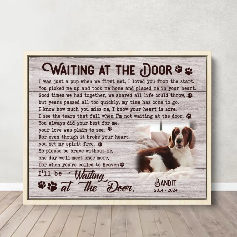 Waiting At The Door Poem | Custom Dog Memorial Canvas | Dog Memorial Gifts