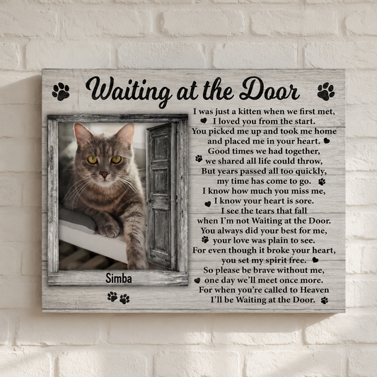 Waiting At The Door Poem Cat Memorial Canvas