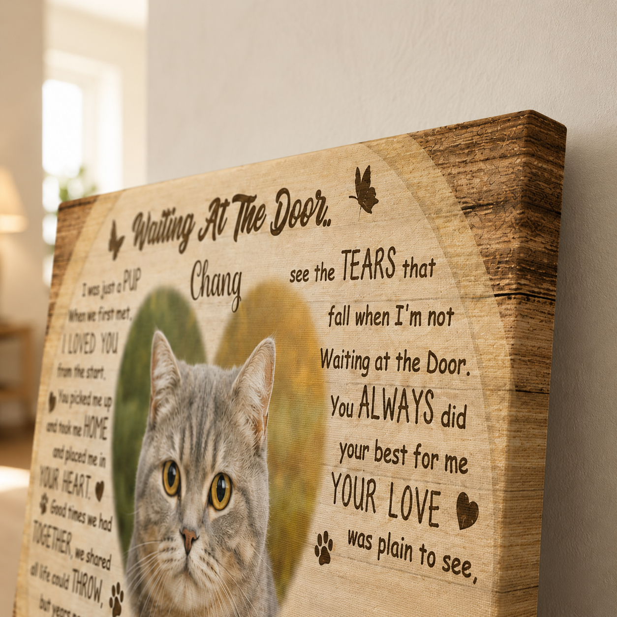 Waiting At The Door Poem Custom Cat Memorial Canvas