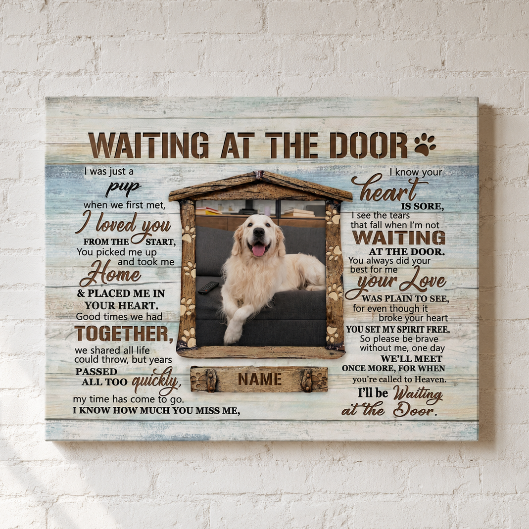 Waiting At The Door Poem Dog Memorial Canvas
