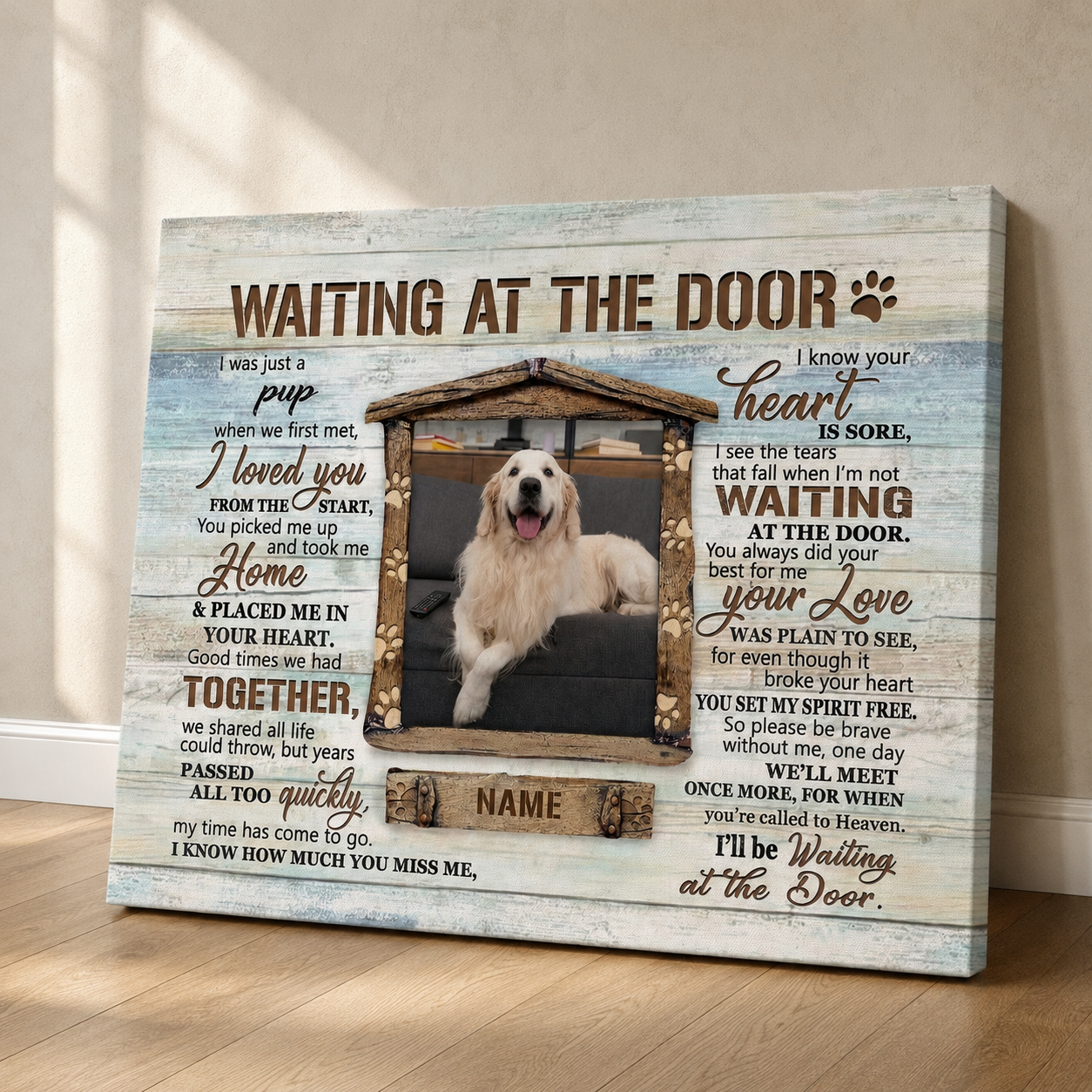 Waiting At The Door Poem Dog Memorial Canvas