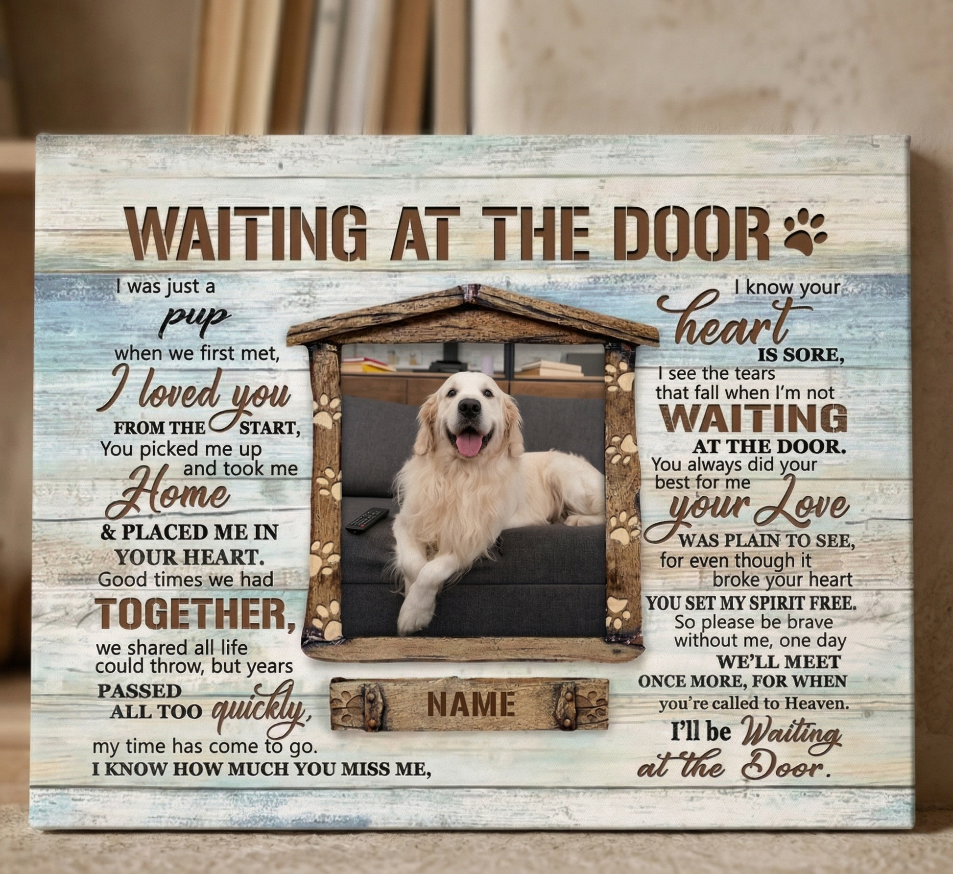 Waiting At The Door Poem Custom Dog Memorial Canvas Dog Memorial Gifts