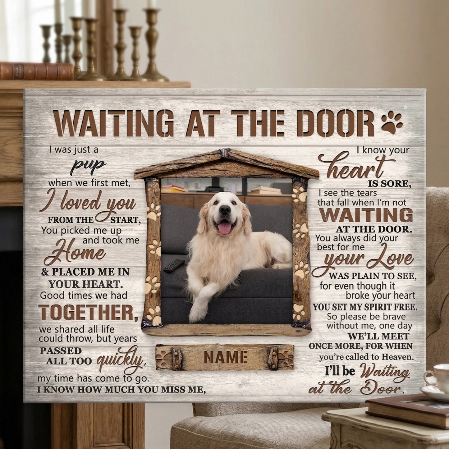 Waiting At The Door Poem Custom Dog Memorial Canvas Dog Memorial Gifts