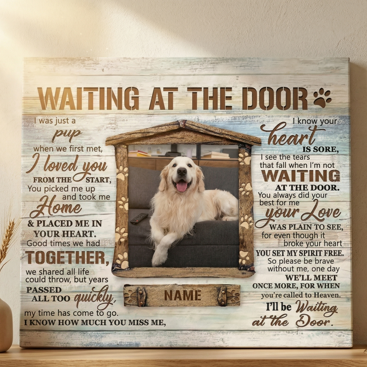 Waiting At The Door Poem Custom Dog Memorial Canvas Dog Memorial Gifts