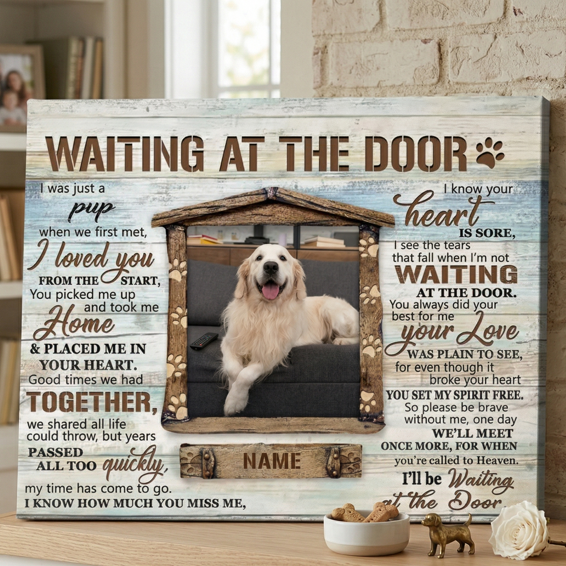 Waiting At The Door Poem Custom Dog Memorial Canvas Dog Memorial Gifts
