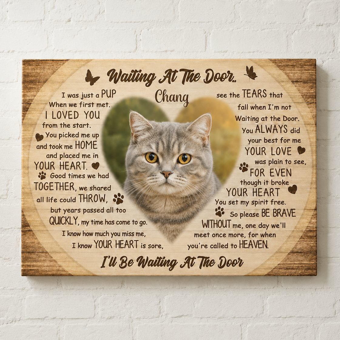 Waiting At The Door Poem Custom Cat Memorial Canvas