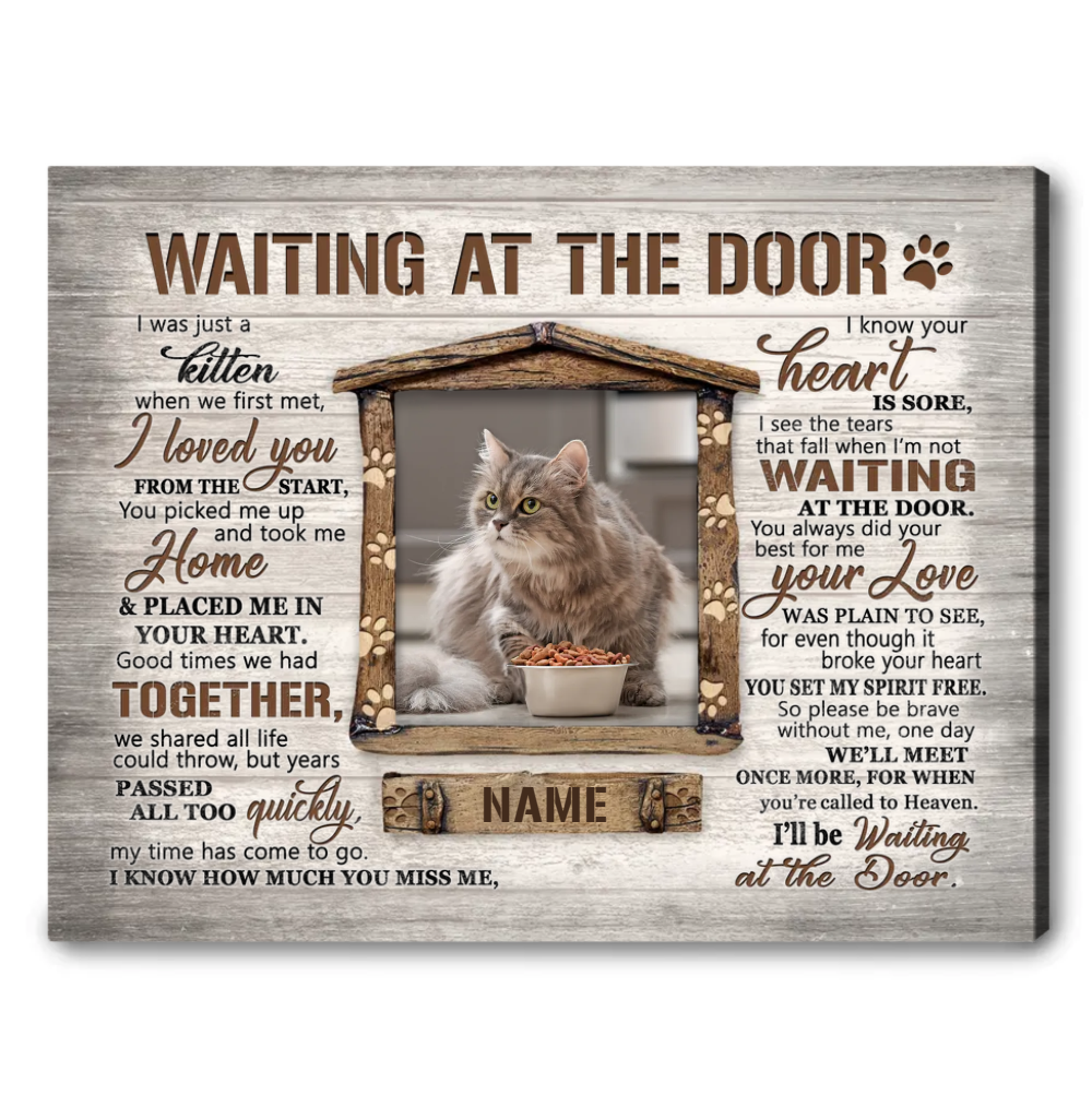 Waiting At The Door Cat Poem | Custom Cat Memorial Canvas Print