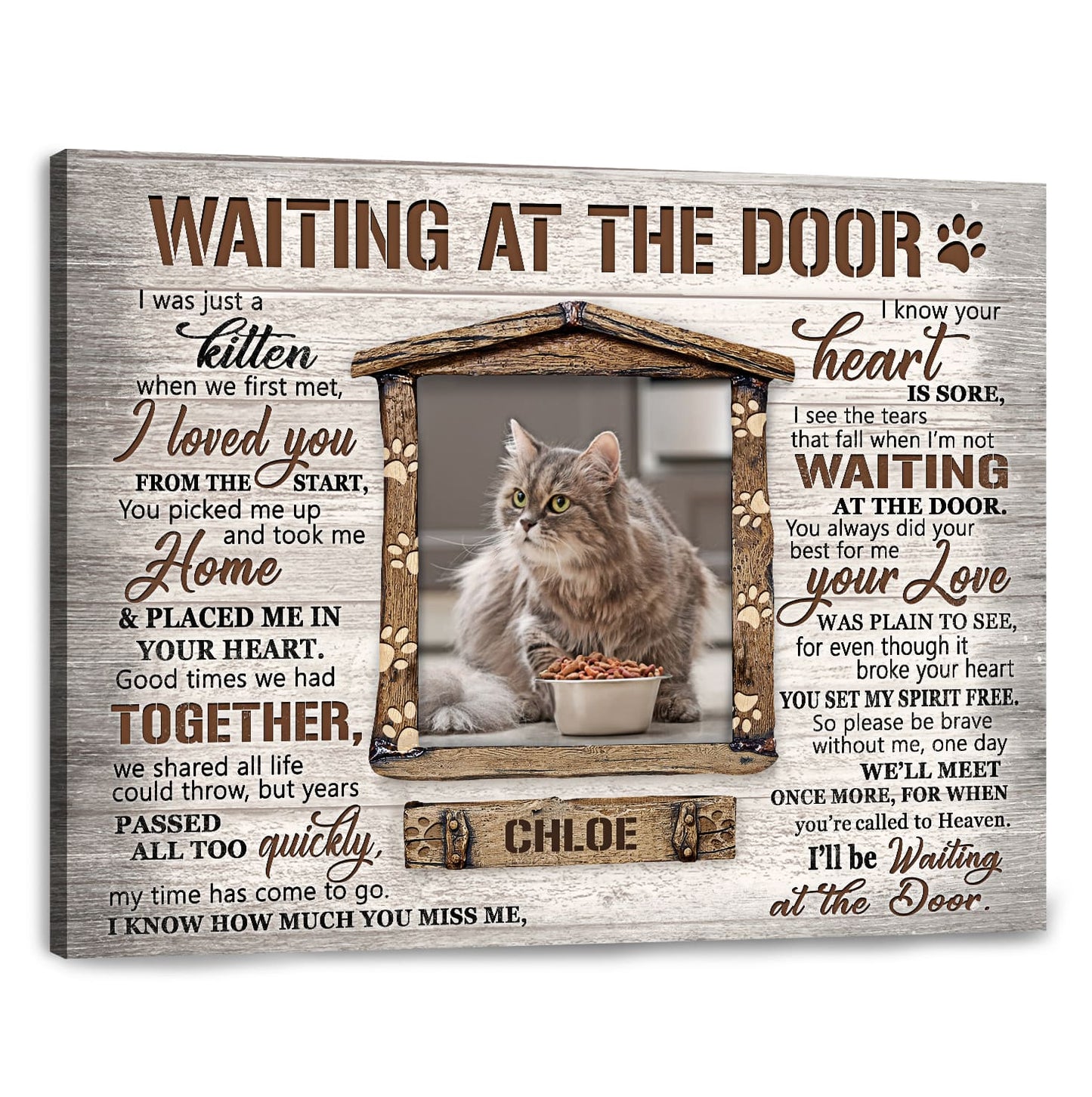 Waiting At The Door Cat Poem | Custom Cat Memorial Canvas Print