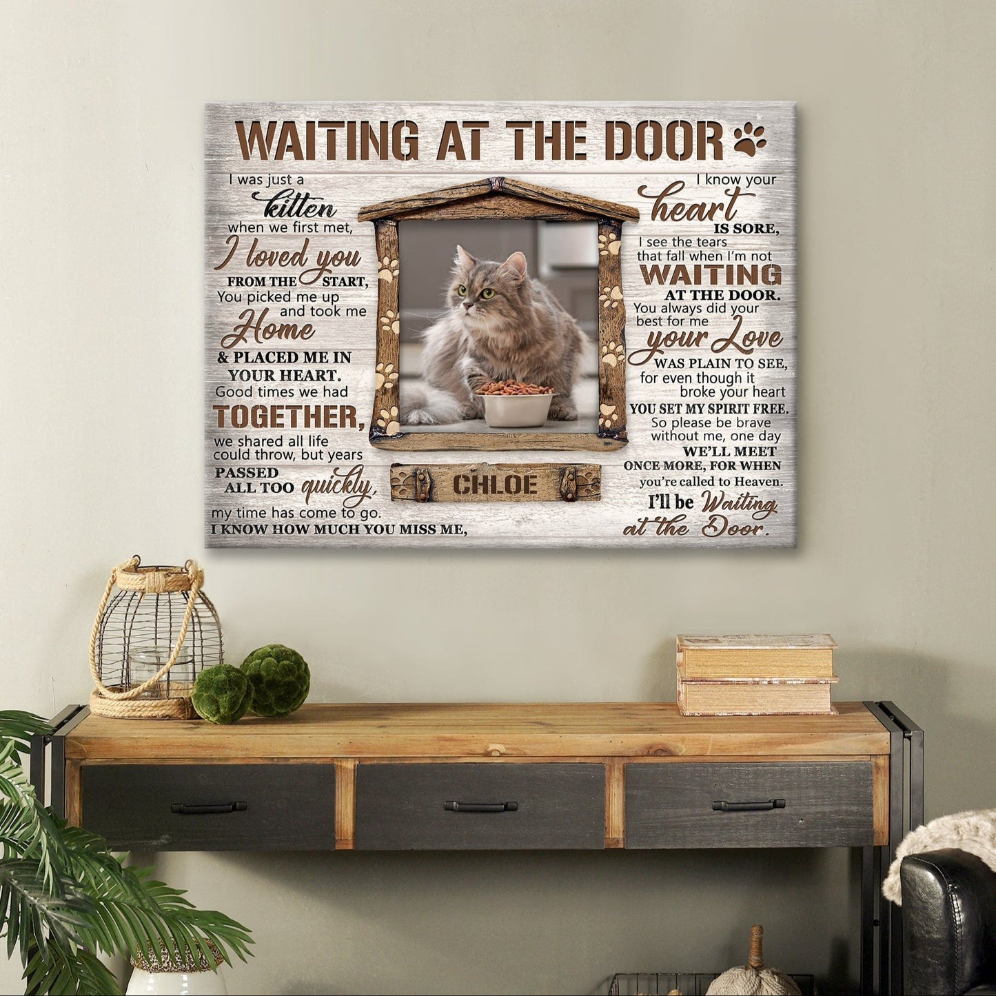 Waiting At The Door Cat Poem | Custom Cat Memorial Canvas Print